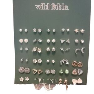 Wild Fable Womens Multicolor Nickel Free Diamond Pearl Stud 30 Pair Earring Set